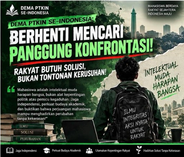 DEMA PTKIN Se-Indonesia Tegaskan Mahasiswa Harus Berpihak pada Rakyat, Bukan Menjadi Alat Kepentingan Politik